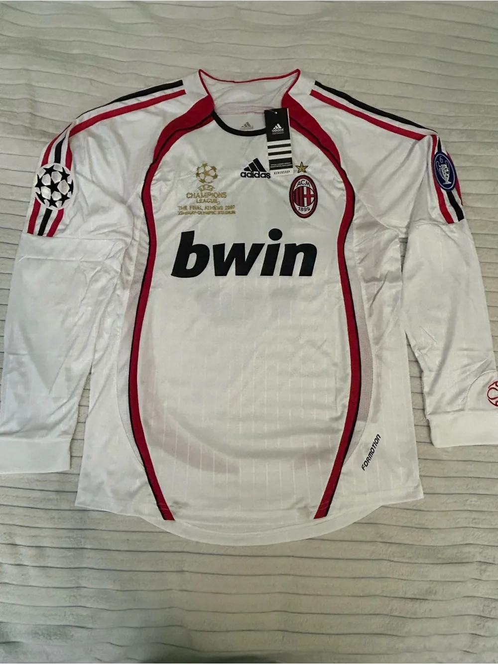 Adidas AC Milan #10 White Red Bwin Long Sleeve Soccer Jersey